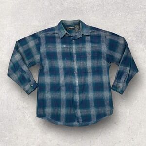 Loafers By Reed St James Flannel Button-Up Shirt Men's Long Sleeve Size L Blue